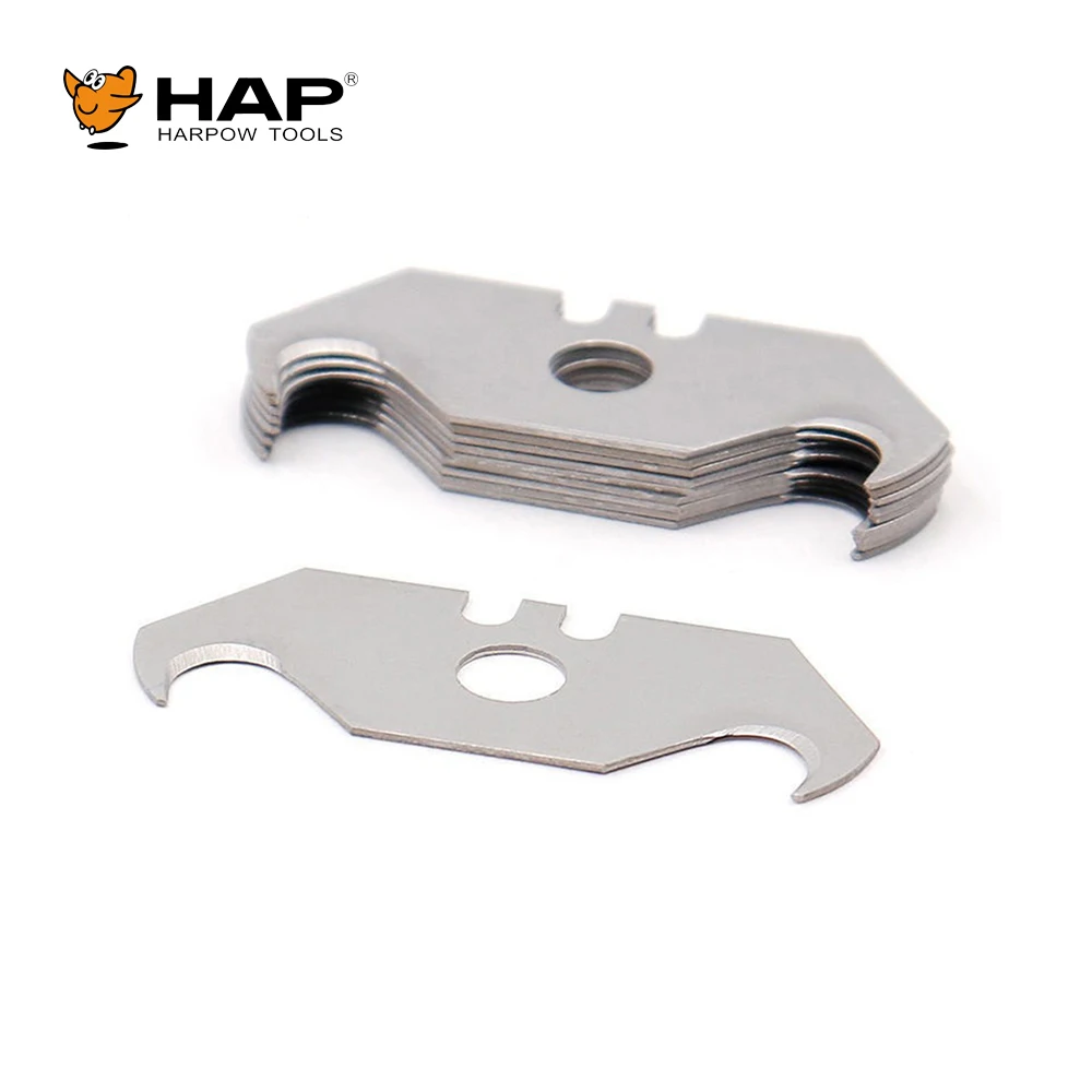 100pcs Utility Hook Blades Razor Blades Safety Horn Knife Blades with Storage Box for Cutting Carpets Wallpaper Roofing Material