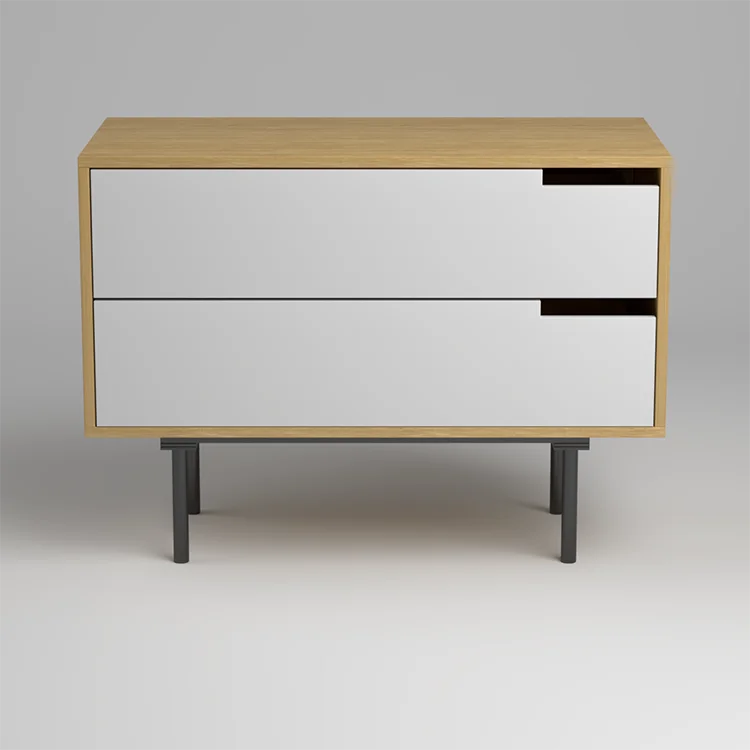 High End Luxury Free Standing Large Drawers Storage Night Stands Table Metal Legs Wood Bedroom Bedside Table