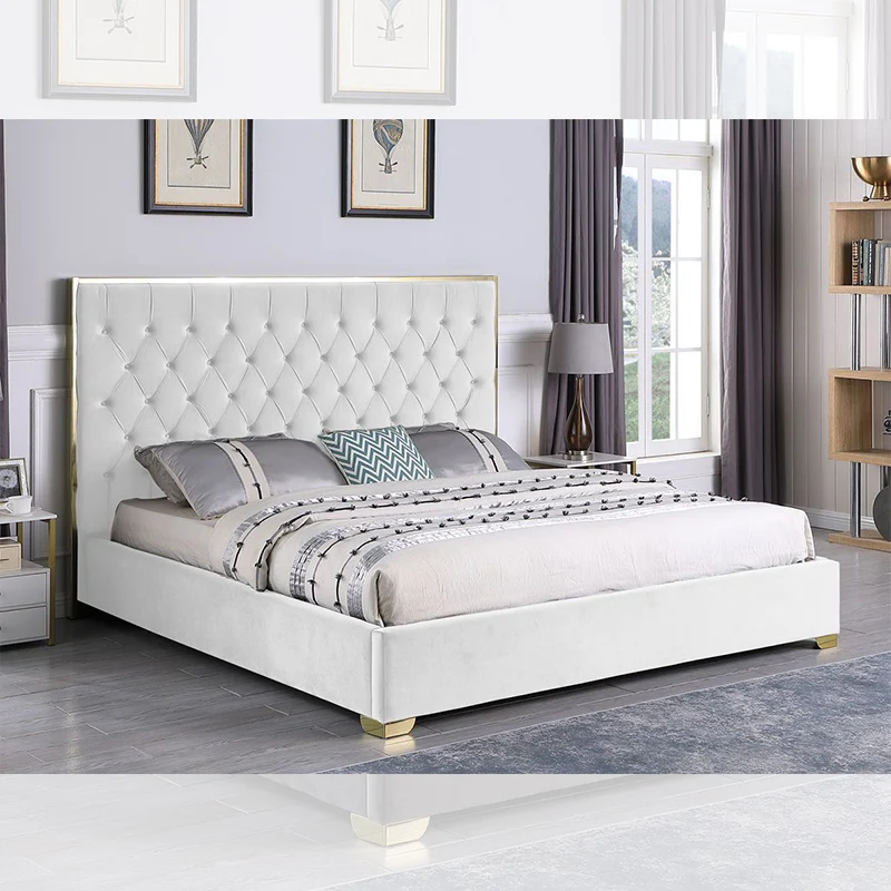 Pinzhi Nordic Design Luxury Soft Bed Upholstered Bedroom Furniture Sets Dormitory Beds