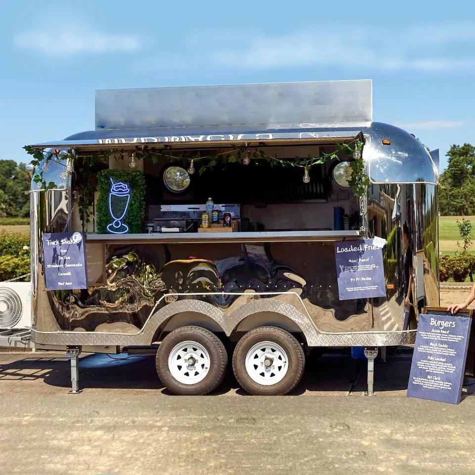 Airstream look Лидер продаж фургон из нержавеющей стали для гамбургеров пищевых продуктов airstream