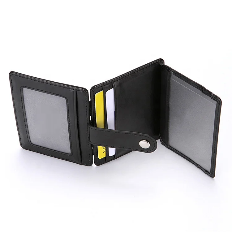 cheap leather magic wallet with button for men