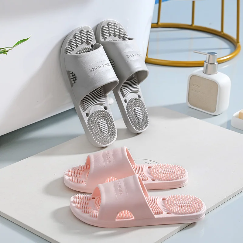 Clog Bathroom Shower Slippers Waterproof Women Men Indoor Outdoor PVC Massage Slippers Anti-Skid Open Toe Slides Sandals Flats