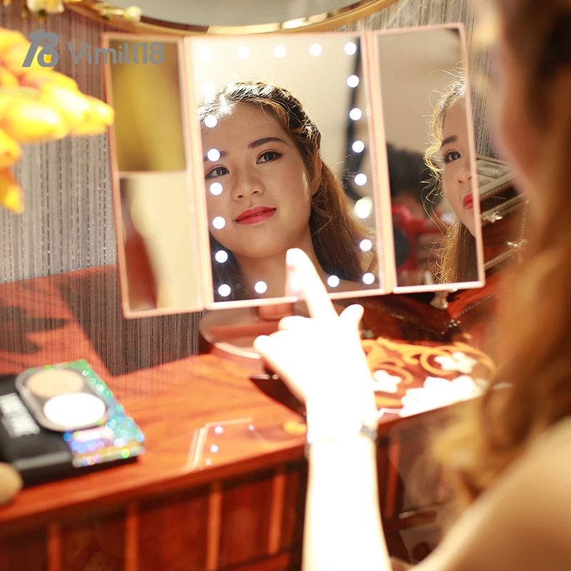 Wholesale LED light makeup mirror, USB power input LED makeup mirror, high quality makeup mirror with light