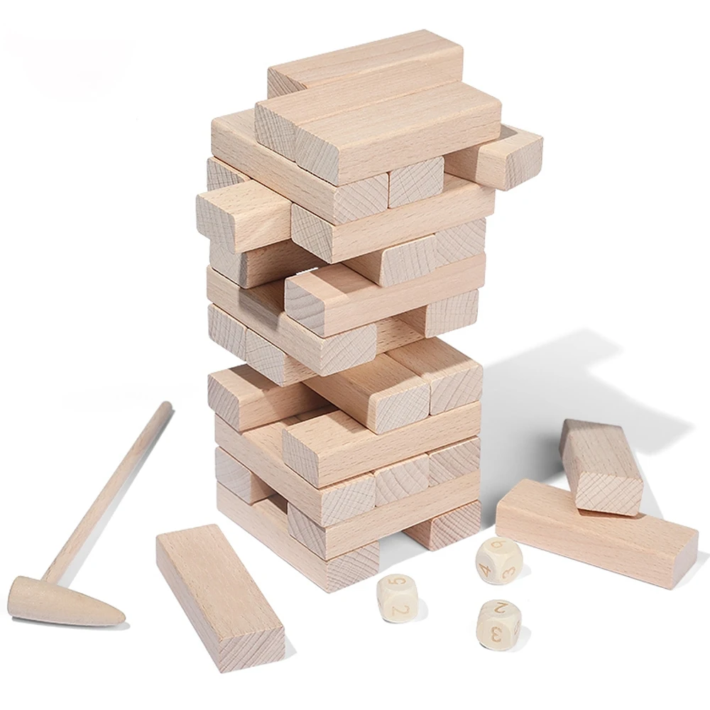 Wooden Building Block Sets Game Keep Balance Set for Kids and Adults Tumbling Tower