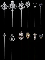 Free customized silver diamond queen wand gold Beauty tiara pageant rhinestone winner scepters