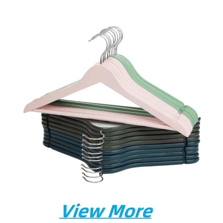 Wooden Hanger Supplier Custom 6pcs Set Pink Wooden Cloths Hanger with Retail Packaging