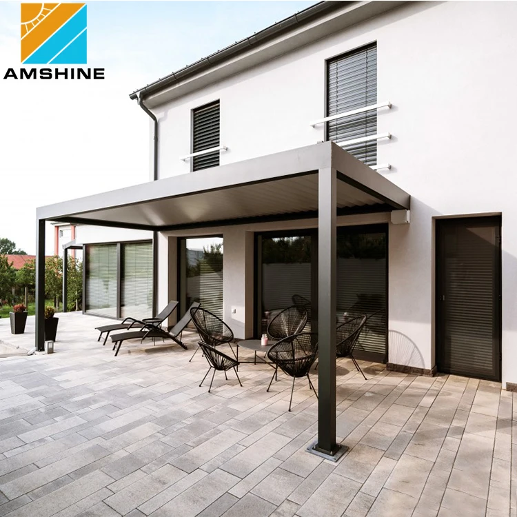 Motorized Garden Aluminium Gazebo Cover Pergolas Ideas Louver Roof Kits With Sliding Door