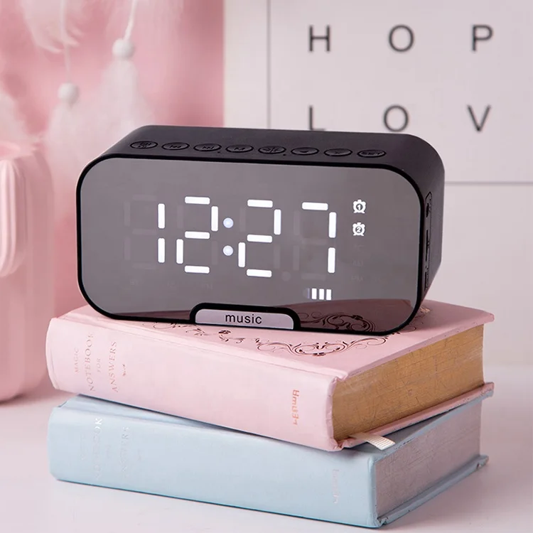 Portable BT Speaker Super Bass Wireless Stereo Speakers Support TF AUX Mirror Alarm Clock for Phone Computer  Gift Sound
