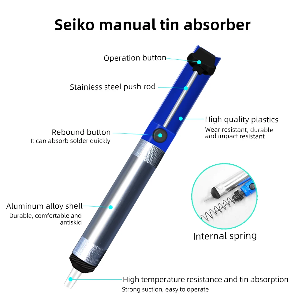 A good bit of suction high temperature resistant solder tin sucker desoldering vacuum pump with one-hand operation