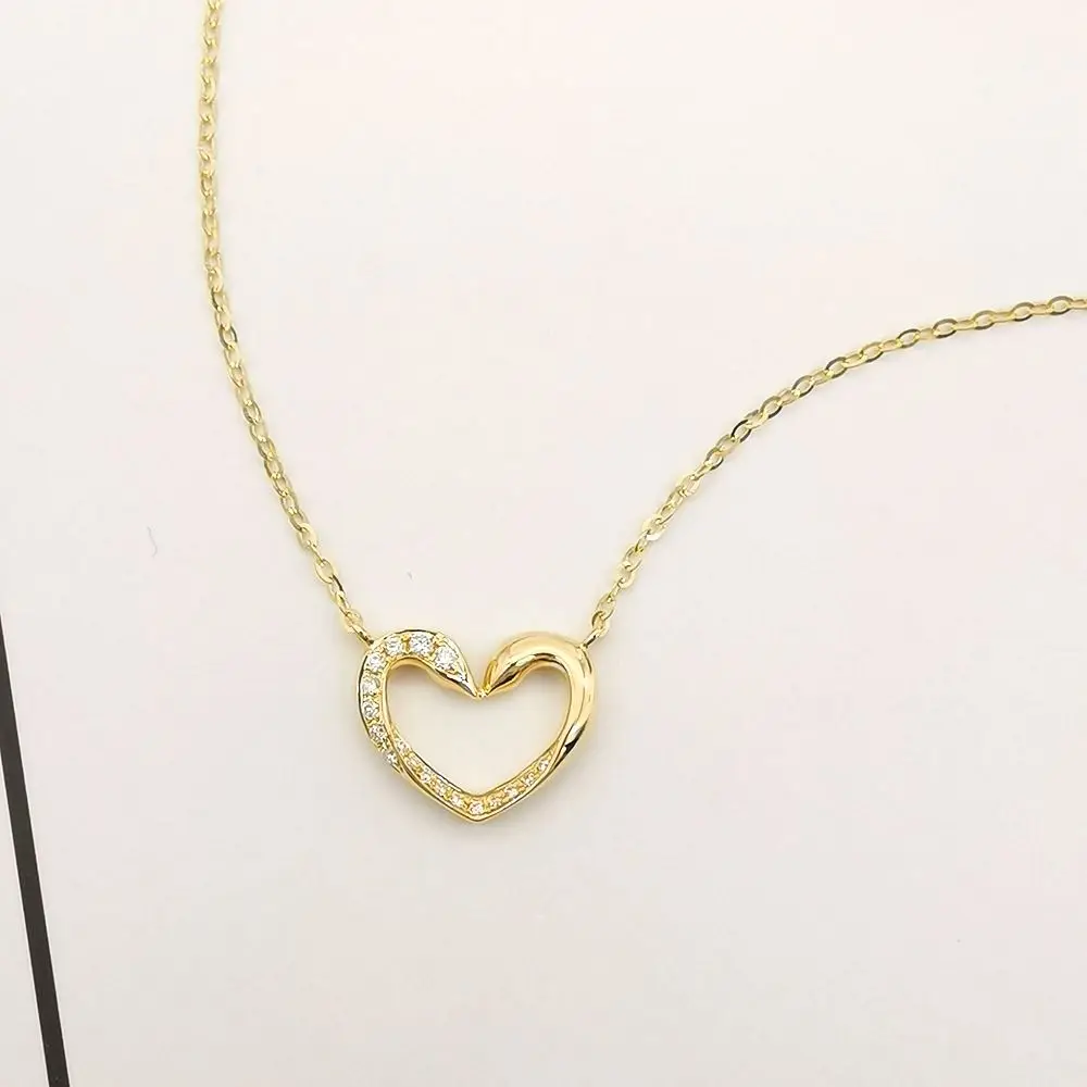 Pure Solid Gold Jewelry Diamond with Certificate Necklace AU750 Heart Shape Necklace Real Gold Jewelries 18K Gold Classic Trendy