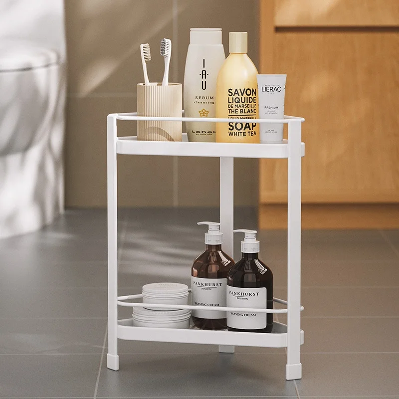 Hot sale cheap price 2 tiers iron standing type bathroom shelves bathroom corner shelf shower caddy shelf