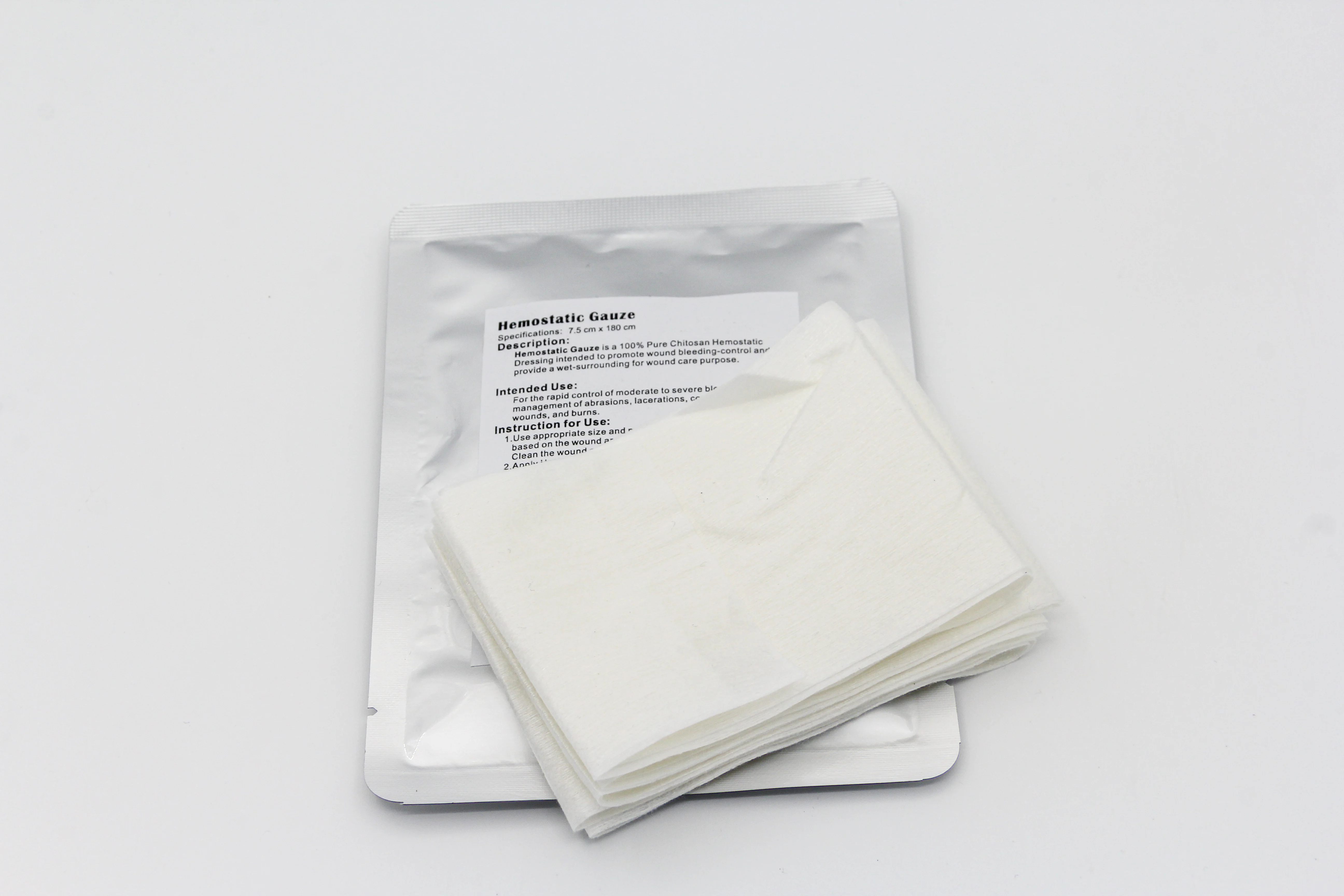 Wholesale 7.5cmX180cm chitosan hemostatic combat gauze of rapid hemostatic granules chitosan or bandage hemostatic powder