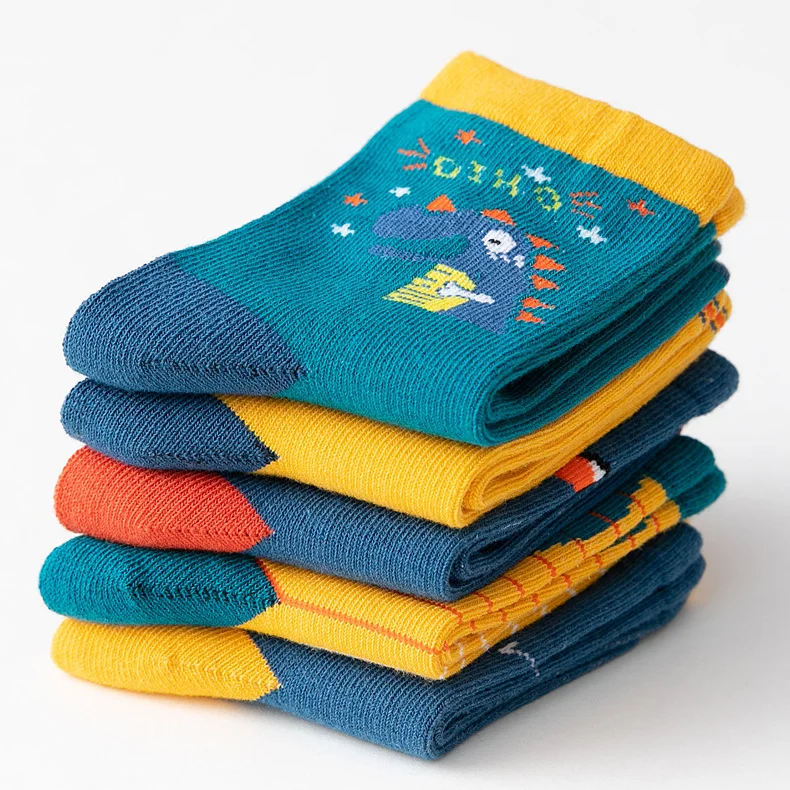 Wholesale Kid New Cartoon Dinosaurs Simple Colored Infant Crew Kids Floor Cotton Sport Winter Baby Tube Socks