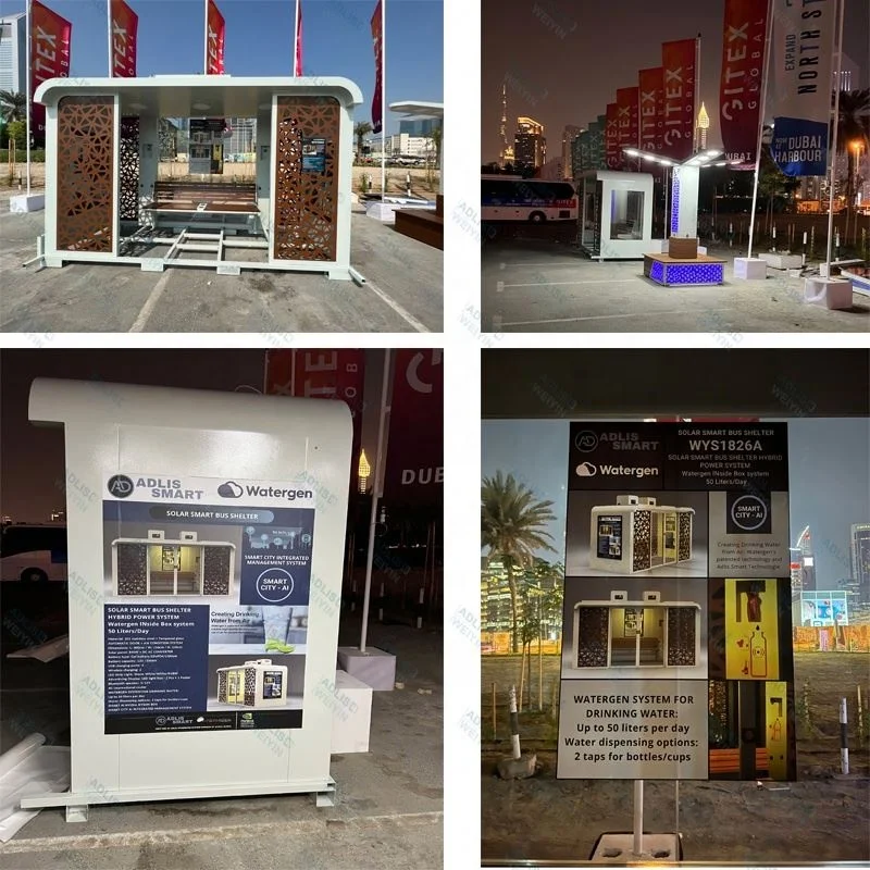 Дубайская уличная алюминиевая автобусная остановка с кондиционером различные спецификации конкурентоспособная цена светодиодный световой короб 12 В силовая сталь