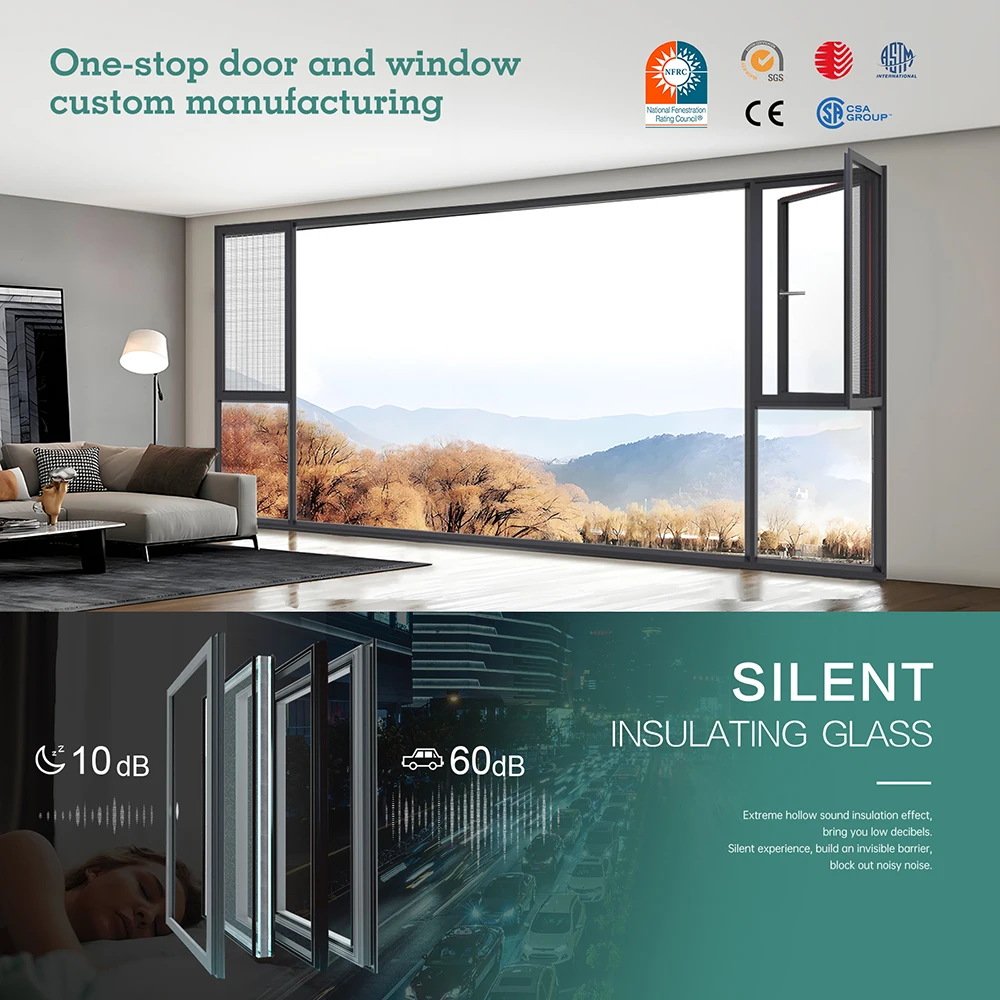 SUNGYE Ultra Narrow Frame House Window Design Anti-Deformation Heat Insulation Aluminum Black Casement Window Tilt Turn Windows