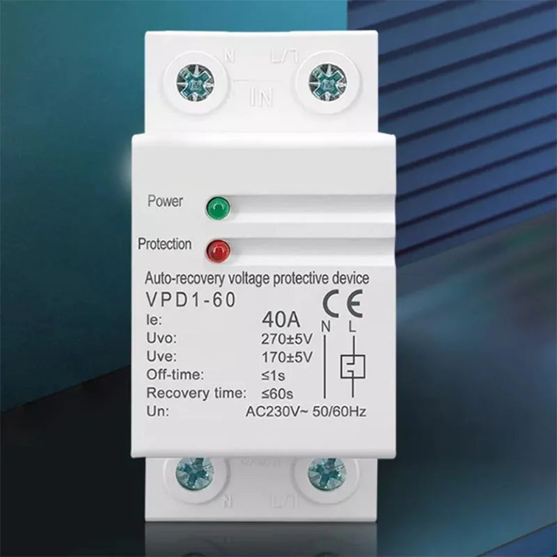 40A 63A 230V Household Din rail automatic recovery reconnect over voltage and under voltage protective device protector