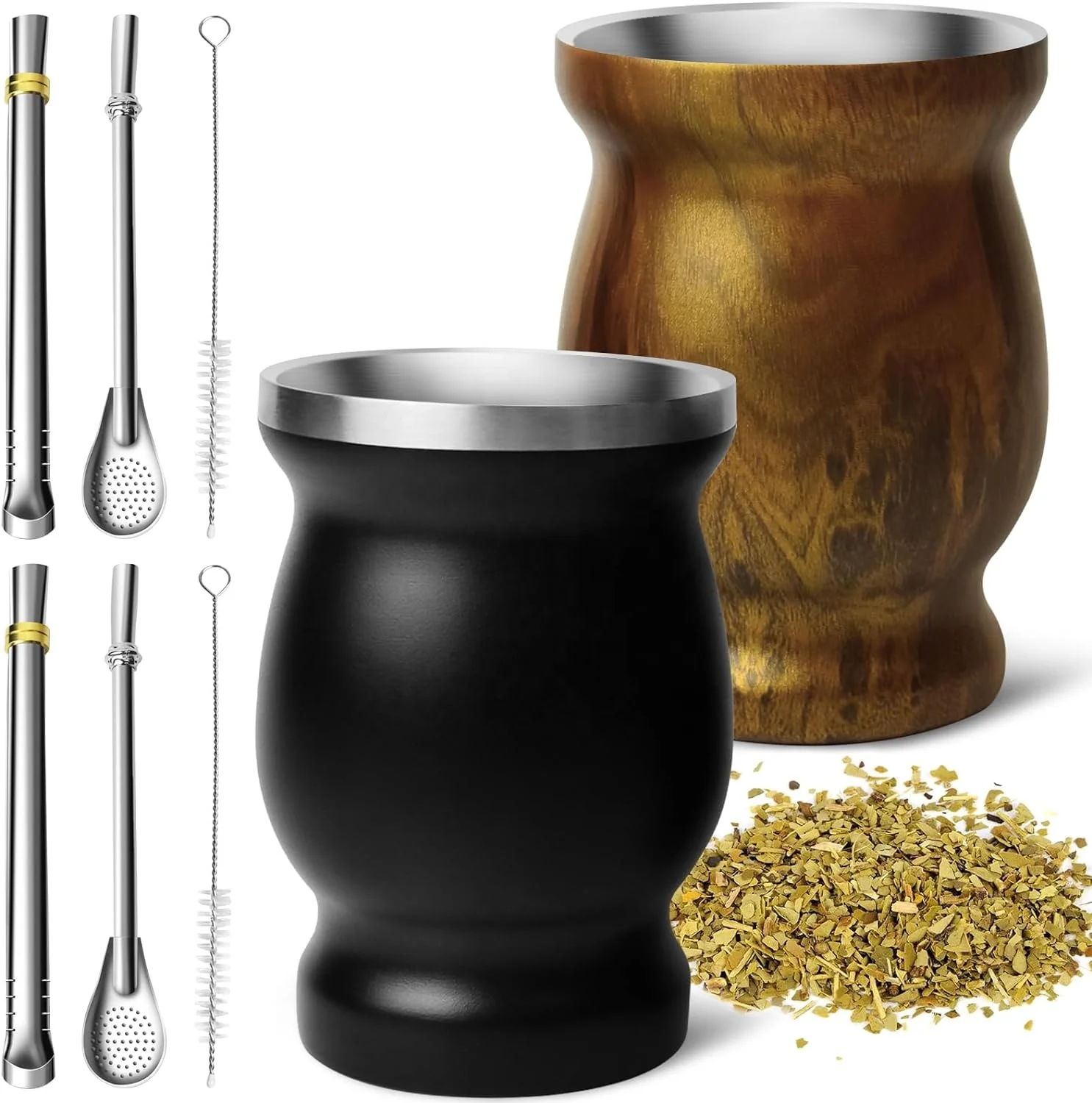Изготовленный на заказ логотип 8 унций чайная чашка Yerba Mate из натуральной тыквы Bombilla Набор чашек с соломенной щеткой