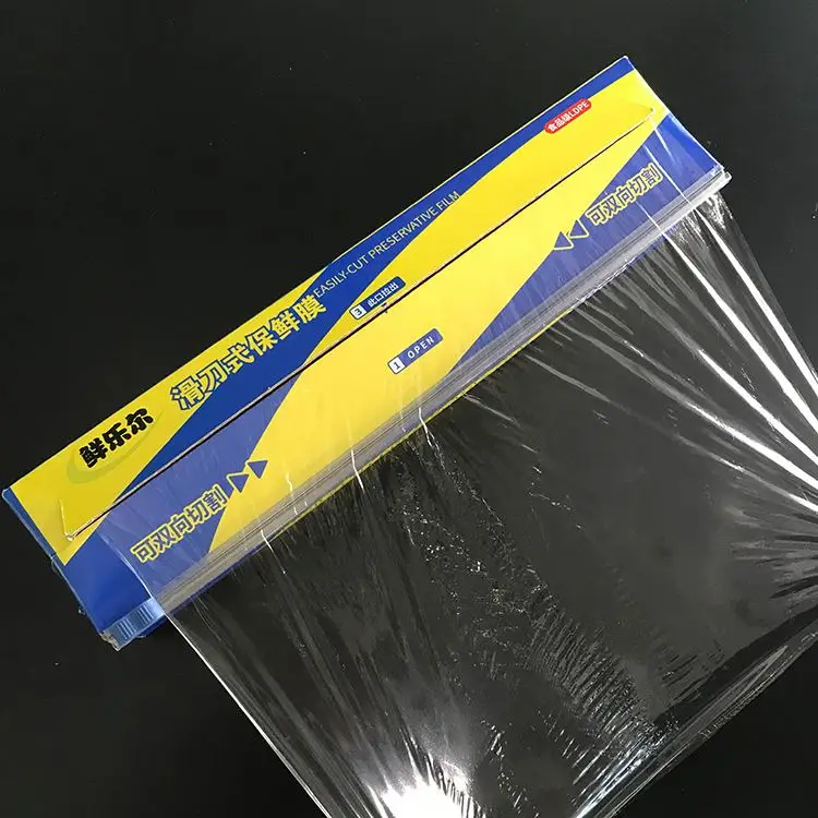 Plastic stretch pe food fresh cling film perforated Slide Cutter Wrap cling Film for food