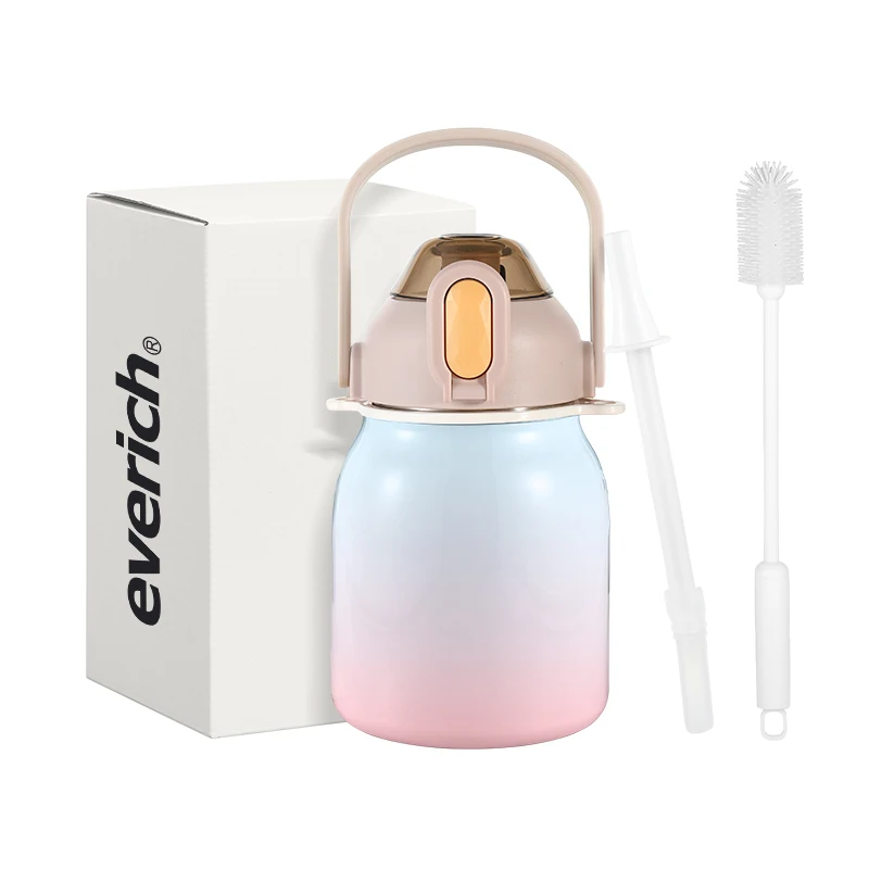 Everich  ODM Popular Products 304 Stainless Steel Wide Mouth Water Bottle WIth Press Switch