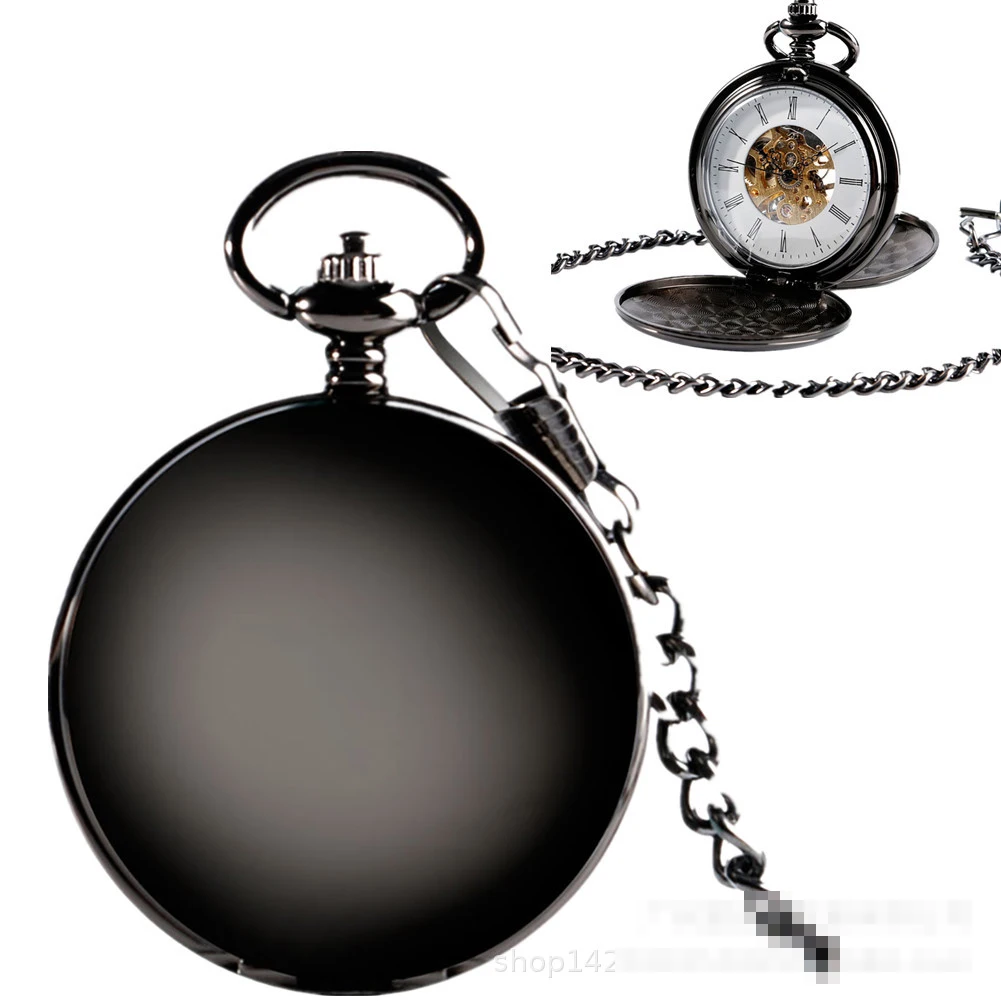 Высококачественные роскошные гладкие часы с римскими цифрами, винтажные Механические карманные часы на цепочке, подарок, ручная работа, ветер, повседневные карманные часы
