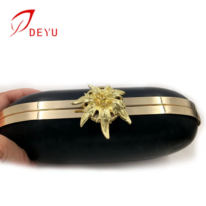Flower purse gold frame women clutch clip beautiful evening bag