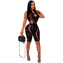 Sexy Hollow Out Jumpsuits For Women Summer Women Clothing Knitted One Piece Jumpsuit Pants Women