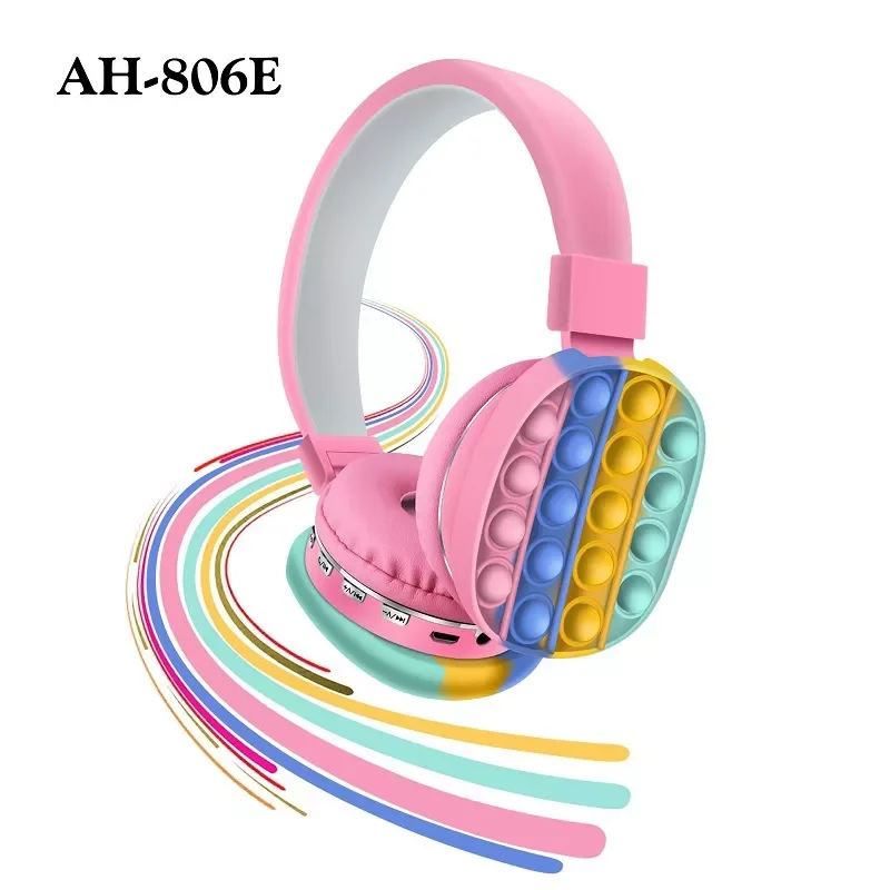 New AH-806E Stereo Silicone Headphones Kids Gift Toy Headphones Fashion Kids Bt V5.0 Wireless Headphones