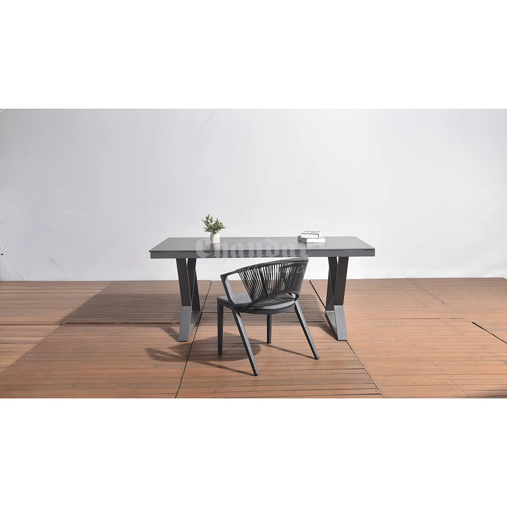 Modern Luxury Rostfest Powder Coating Aluminum Frame Garden Rope Aluminum Dining Chair