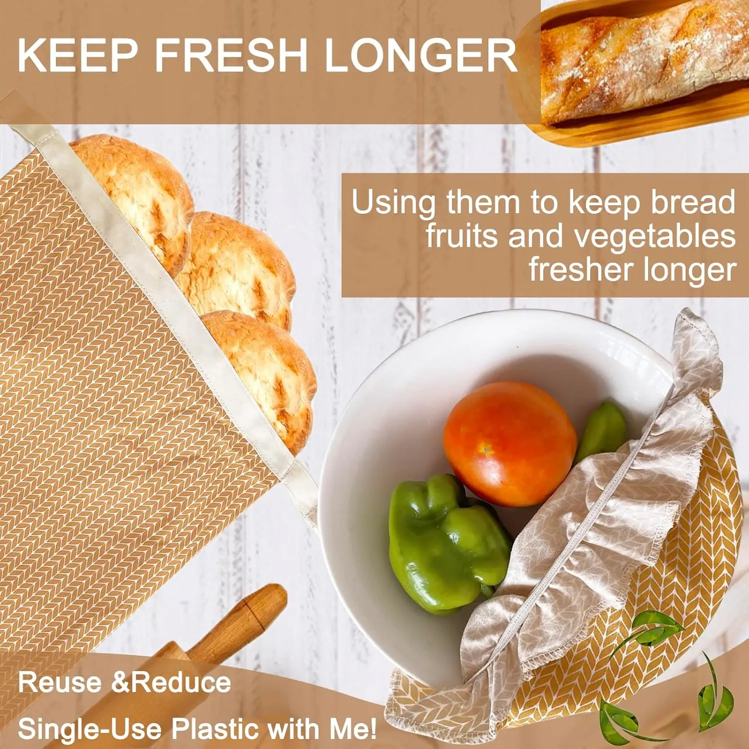 Homemade Bread With Cotton Bowl Cover Freezer Storage Bag Beeswax Bread Bag to Keep Fresh