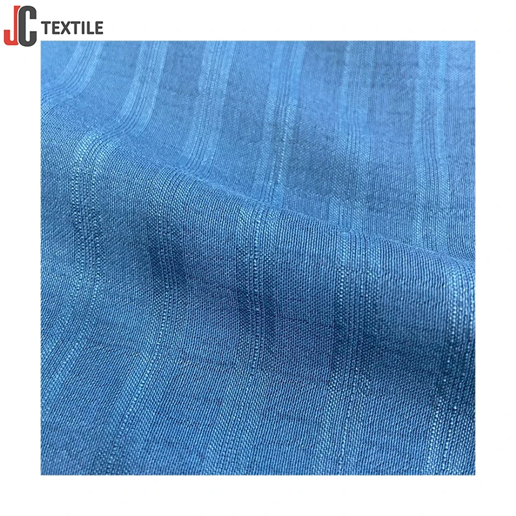 Лидер продаж на Amazon натуральная двухсторонняя тканая ткань RTS Tencel однотонная цветная синяя Seersucker вискозный полимер для