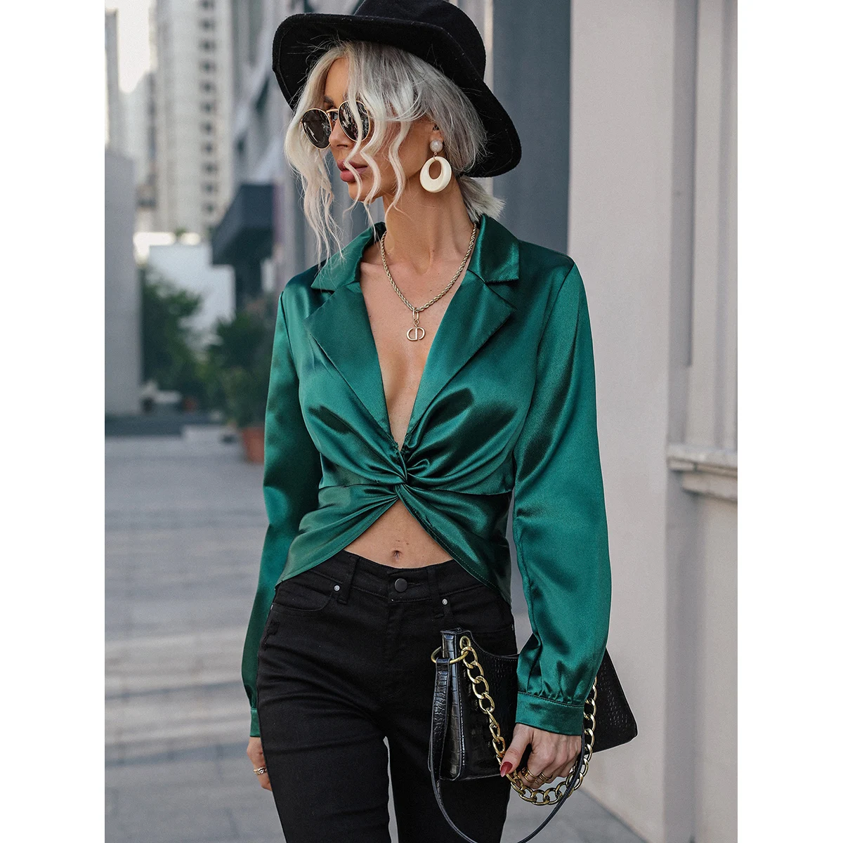 Shein осенне-летнее сексуальное нижнее белье с глубоким v-образным вырезом сращивания С ПЕРЕПЛЕТОМ спереди с завязкой сзади атласные Топ Блузка