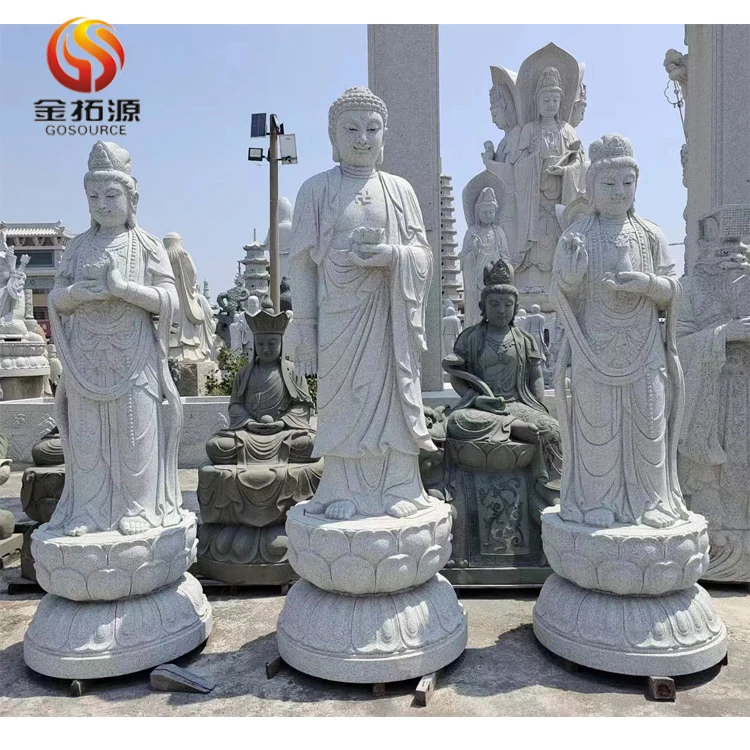 30 Years Carve Experience Factory Mahasthamaprapta Guanyin Amitabha Chinese Hand Carved Stone Buddha Statue Sculpture