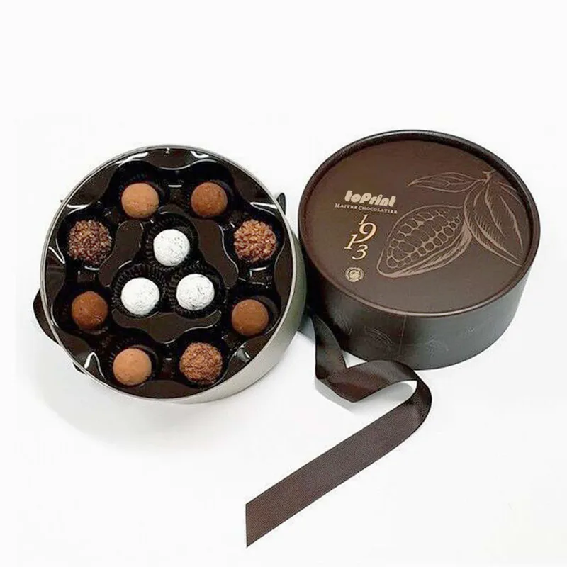 Sustainable Chocolate Packaging Box Custom Chocolate Chips Recyclable Air Tightness Paper Tube Cylinder Manufacturing