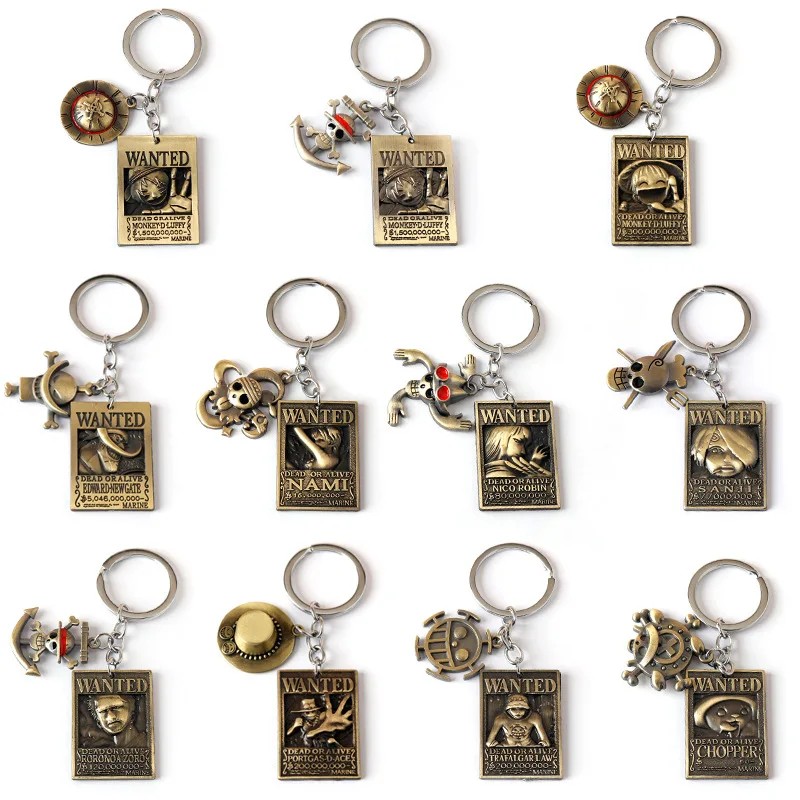 Cartoon pirate king king navigation king Qioba Sauron road flight reward notice keychain alloy pendant