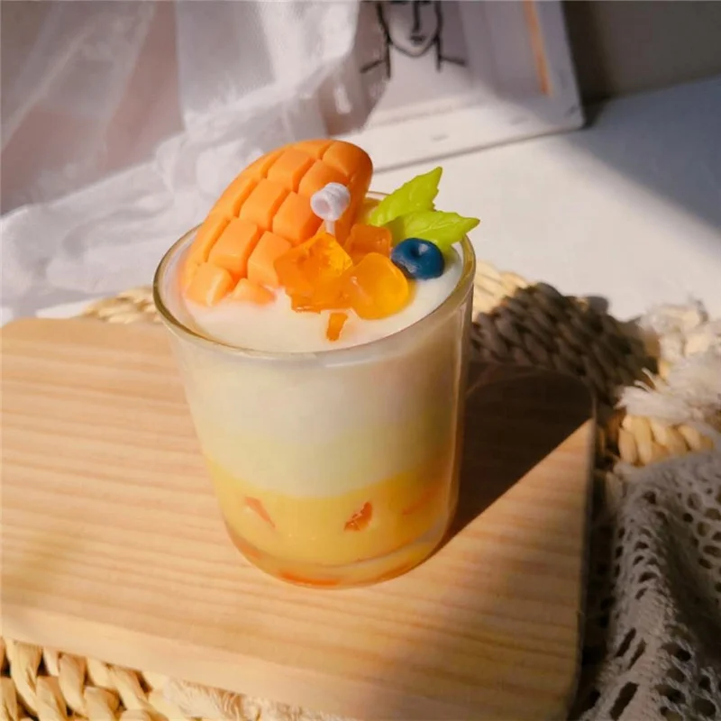 Hot sale Novelty ice Mango drink DIY soy wax scented candle for gift home decoration candle oil scents