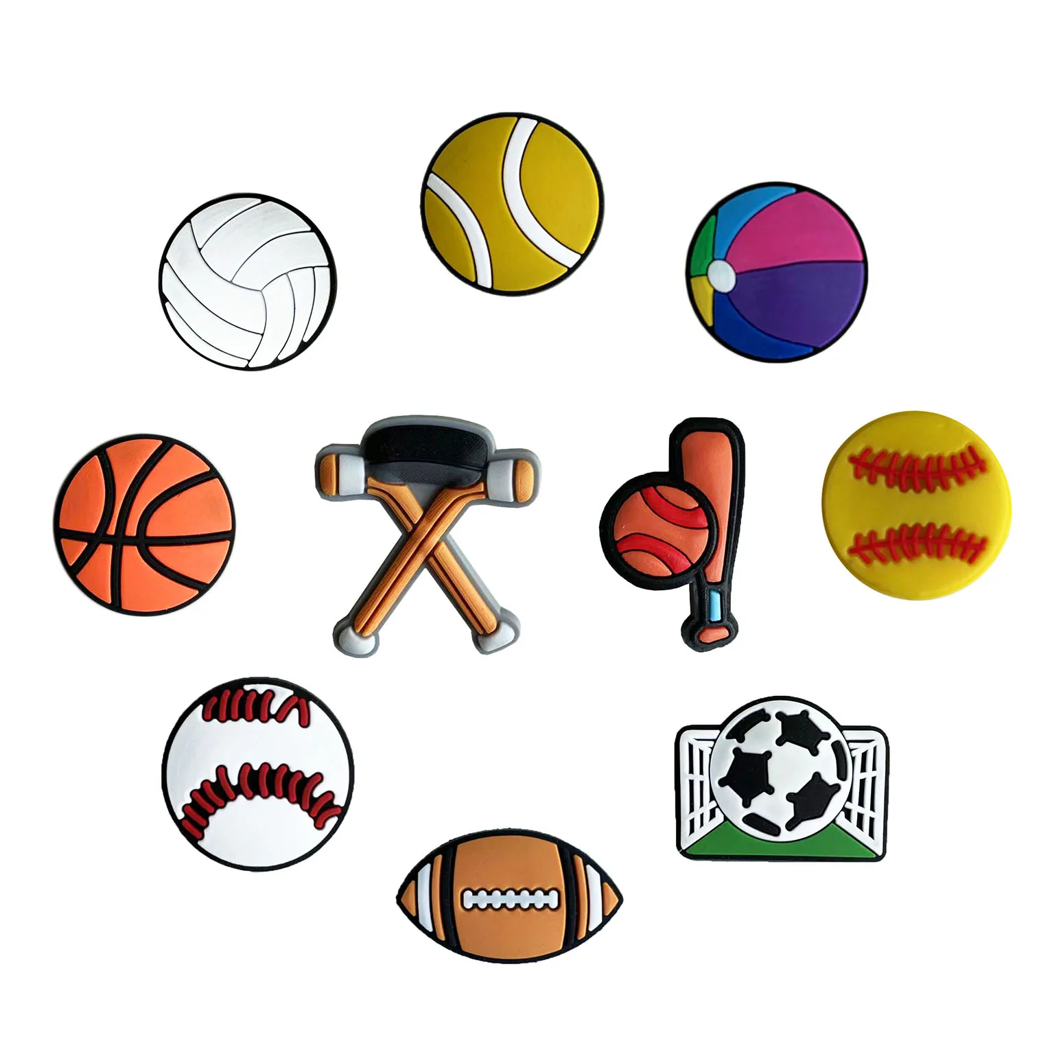 Factory wholesale customized ball sports shoes charm  Clogs Shoes PVC soft rubber shoes accessories