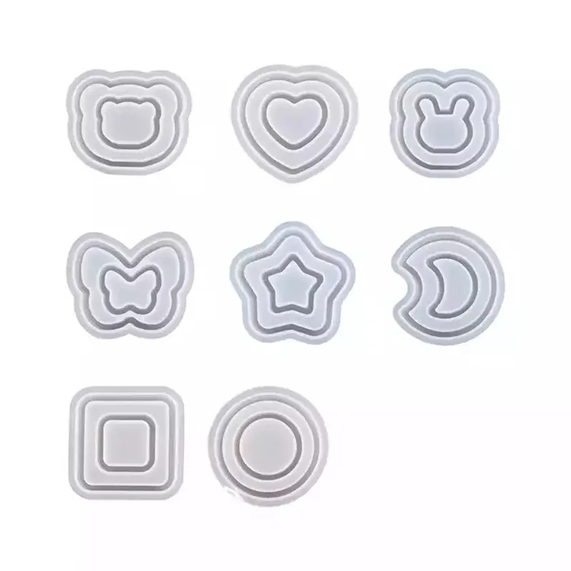 Homesun Y5804 New design bear head heart bunny butterfly star moon square round resin shaker silicone mold