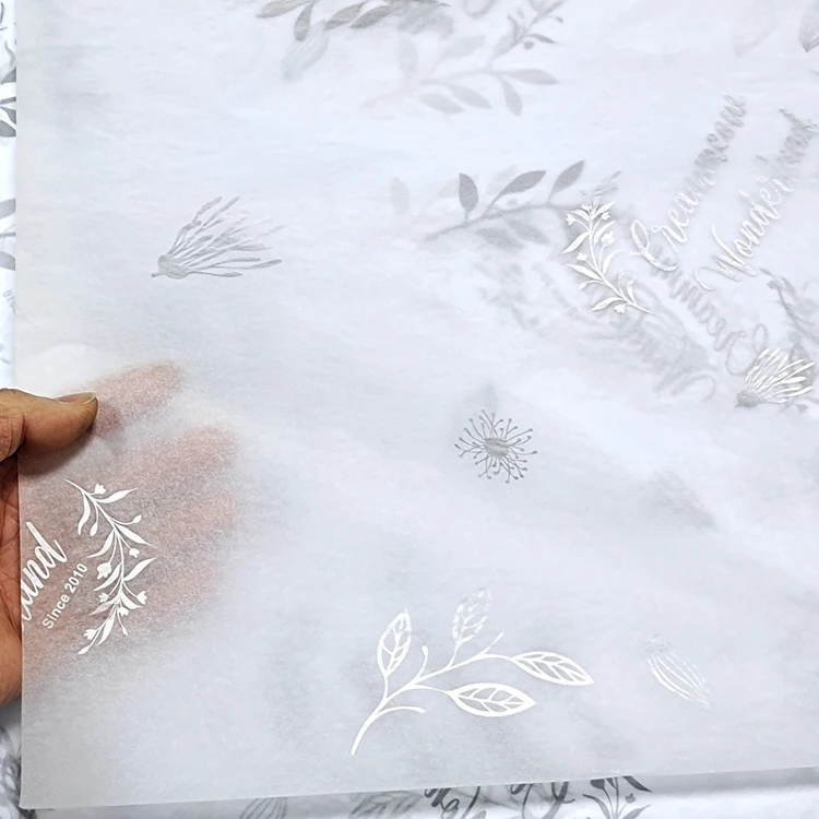 
Custom Gold And Silver Brand Logo Printing 17 grams Gift Wrapping Tissue Paper for Packing 