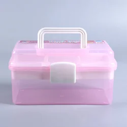 Wholesale hard plastic 10 inches Transparent double layer portable flat multi-drawer  jewelry storage box