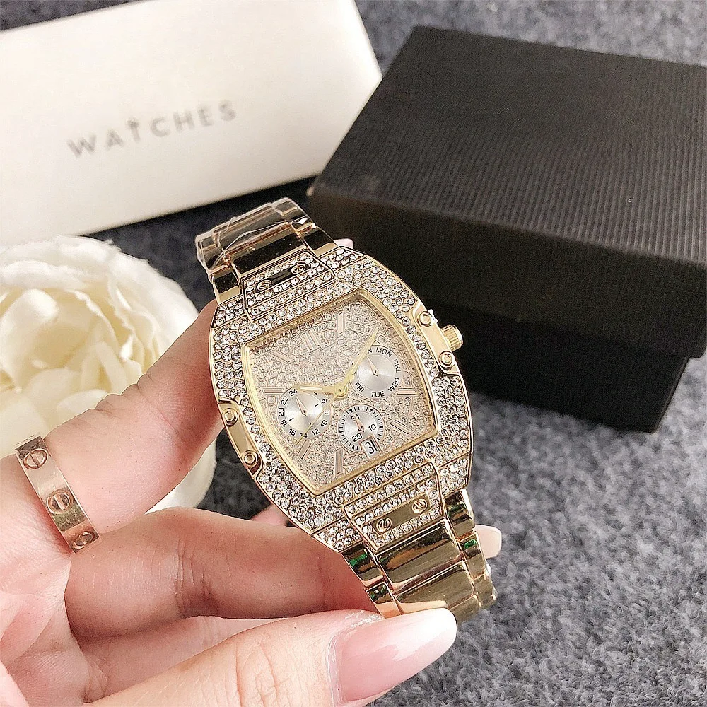 Factory Wholesale GUESSE Geneva Brand Ladies Inverted Triangle Watch Silicone Strap Business Style for Couples or Personalities