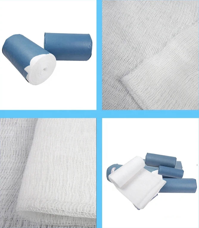 
Factory Direct Selling 100% Natural Cotton High Absorbent Medical Cotton Gauze Roll, Breathable White Gauze Bandages, 
