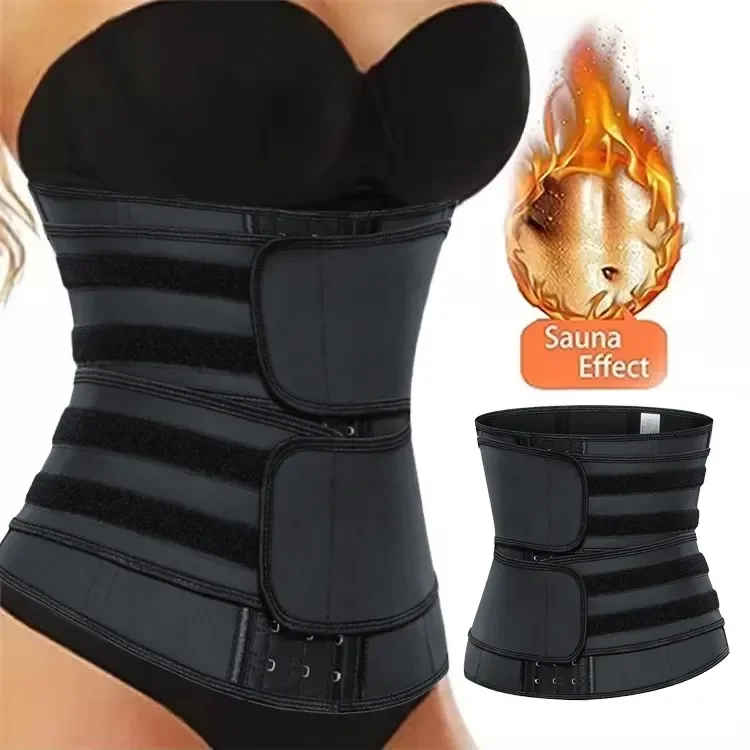 Private Label Weight Lose Body Control Shaper 2 Belts Strap Slimming Tummy Trimmer Band Sauna Sweat Waist Trainer