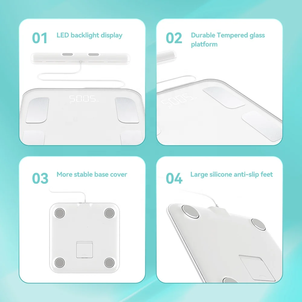 Welland White 8 electroproduct монитор жировой массы тела шкала для анализатора здоровья с приложением смартфона