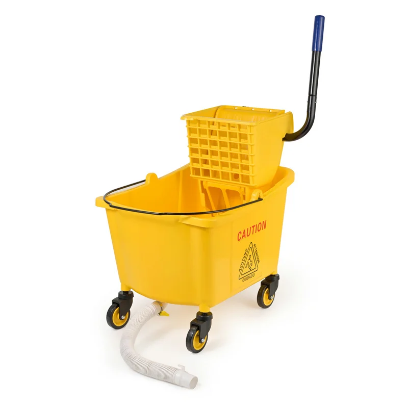 Single Plastic Wringer Mop Bucket With Wheels For Hotel