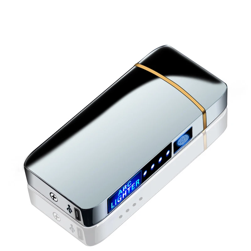 Роскошная USB зарядка Зажигалка индивидуальный датчик отпечатков пальцев разблокировка дуговой ветрозащитный прикуриватель