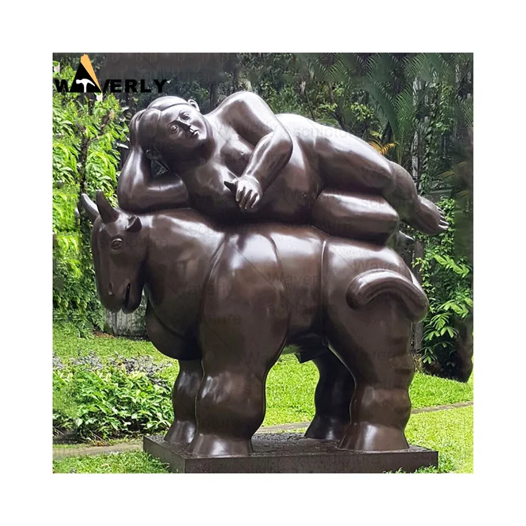 Custom Metal Botero Sculpture Reproductions Grosse Femme Sculpture Par Botero Bronze Fat Lady And Horse Statue For Sale
