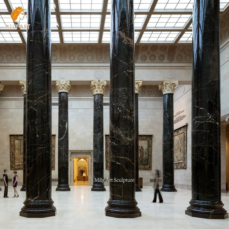 Roman Style Decorative Black Marble Pillar Column Design for Sale