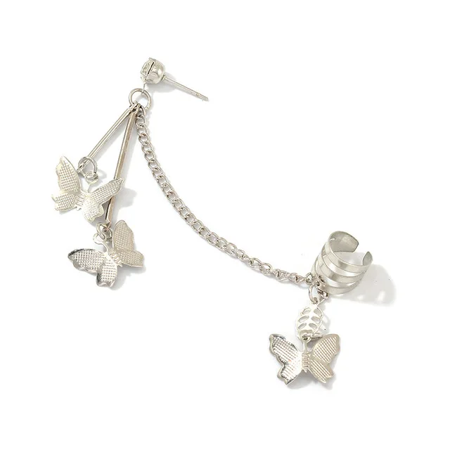 
2020 Fashion Butterfly Clip Earrings Ear hook Stainless Steel Ear Clips Double pierced Earring Earrings Women Girls Jewelry 