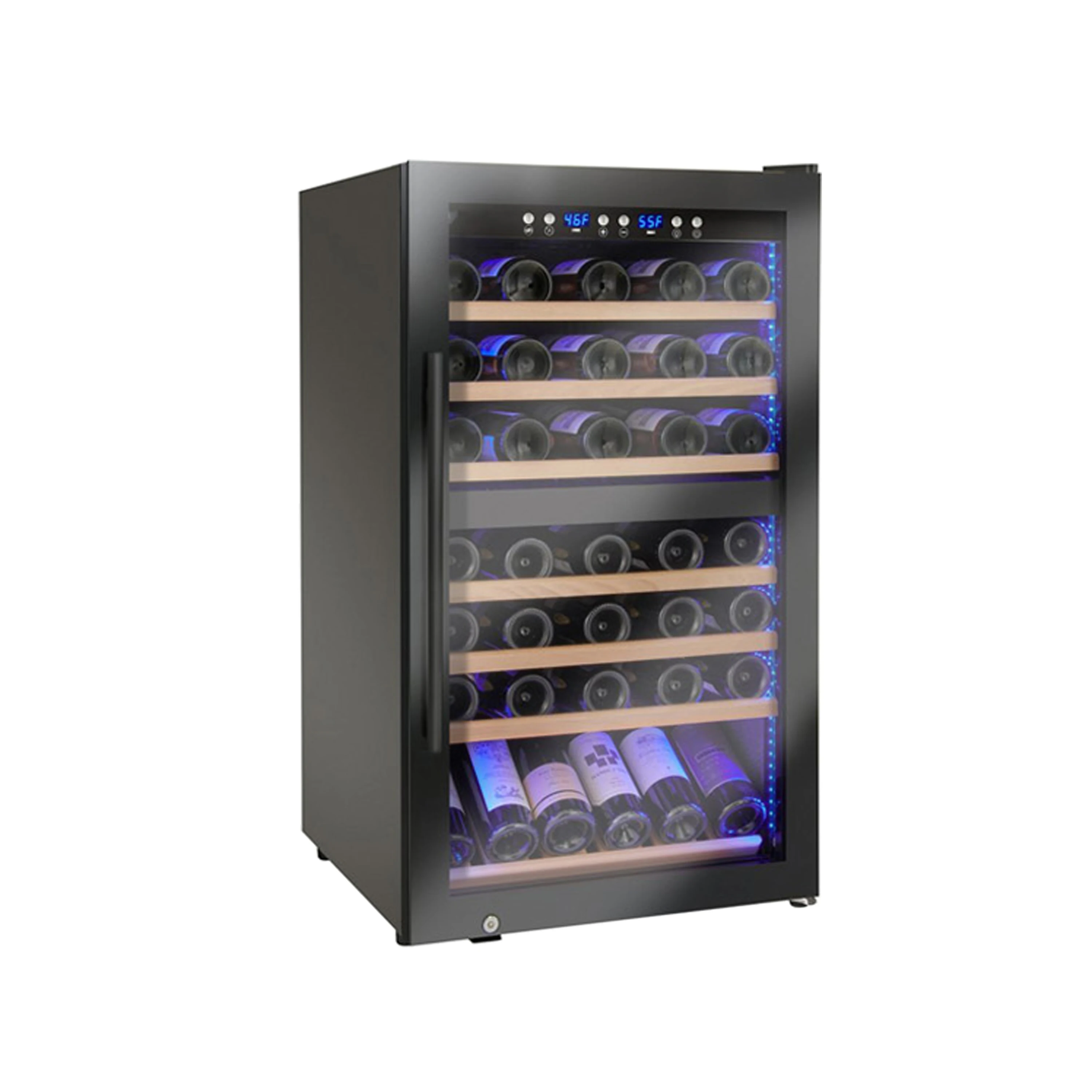 66 Bottles Dual Zone Compressor Wine Refrigerator Freestanding Wine Cooler Fridge Chiller