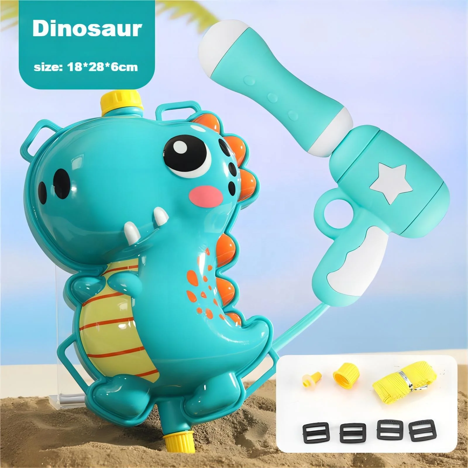 Wholesale Cute Cartoon Design Kid Backpack Water Gun Dinosaur Squirt Water Gun Summer Toy For Beach Pool
